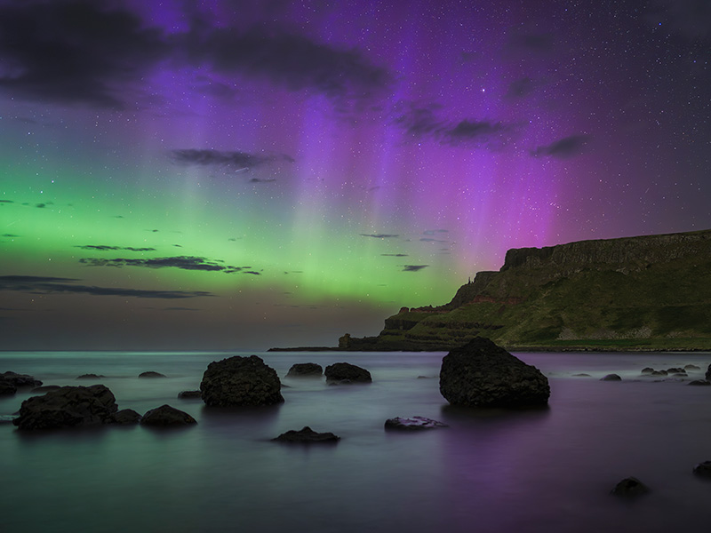 Northern Lights Giants Causeway Coast, T By Richard Watson
